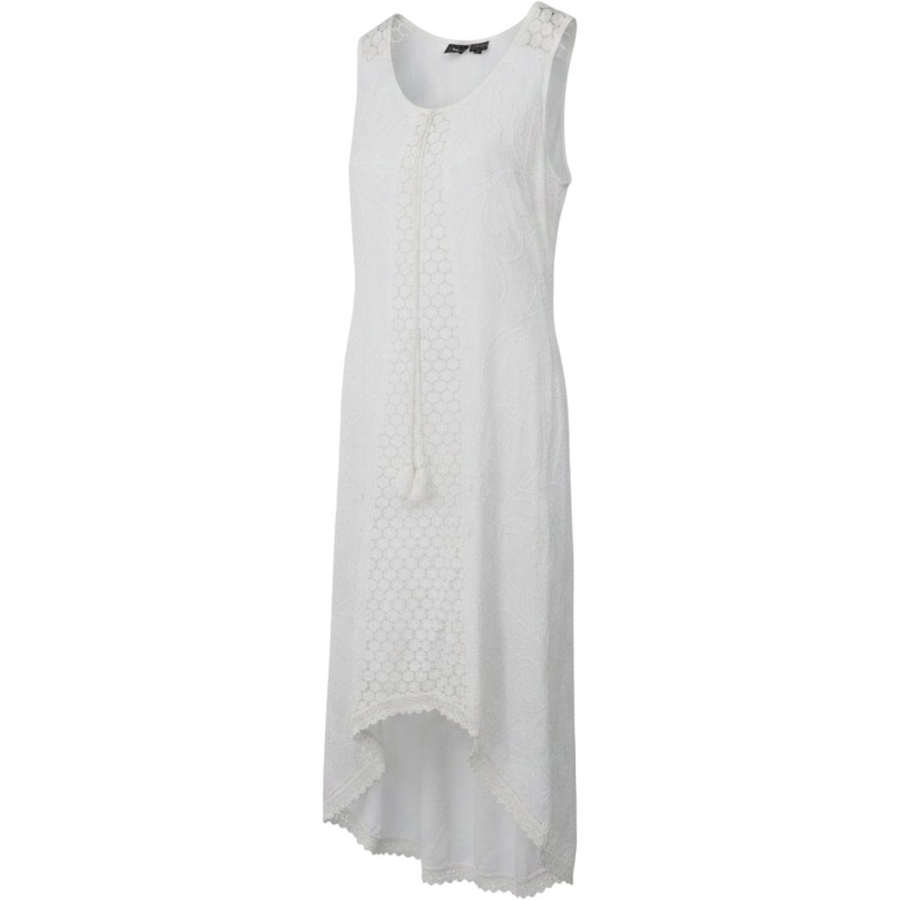 SR Fashion Maxi Dress Womens Medium White Embroidered Tassel Boho Sleeveless